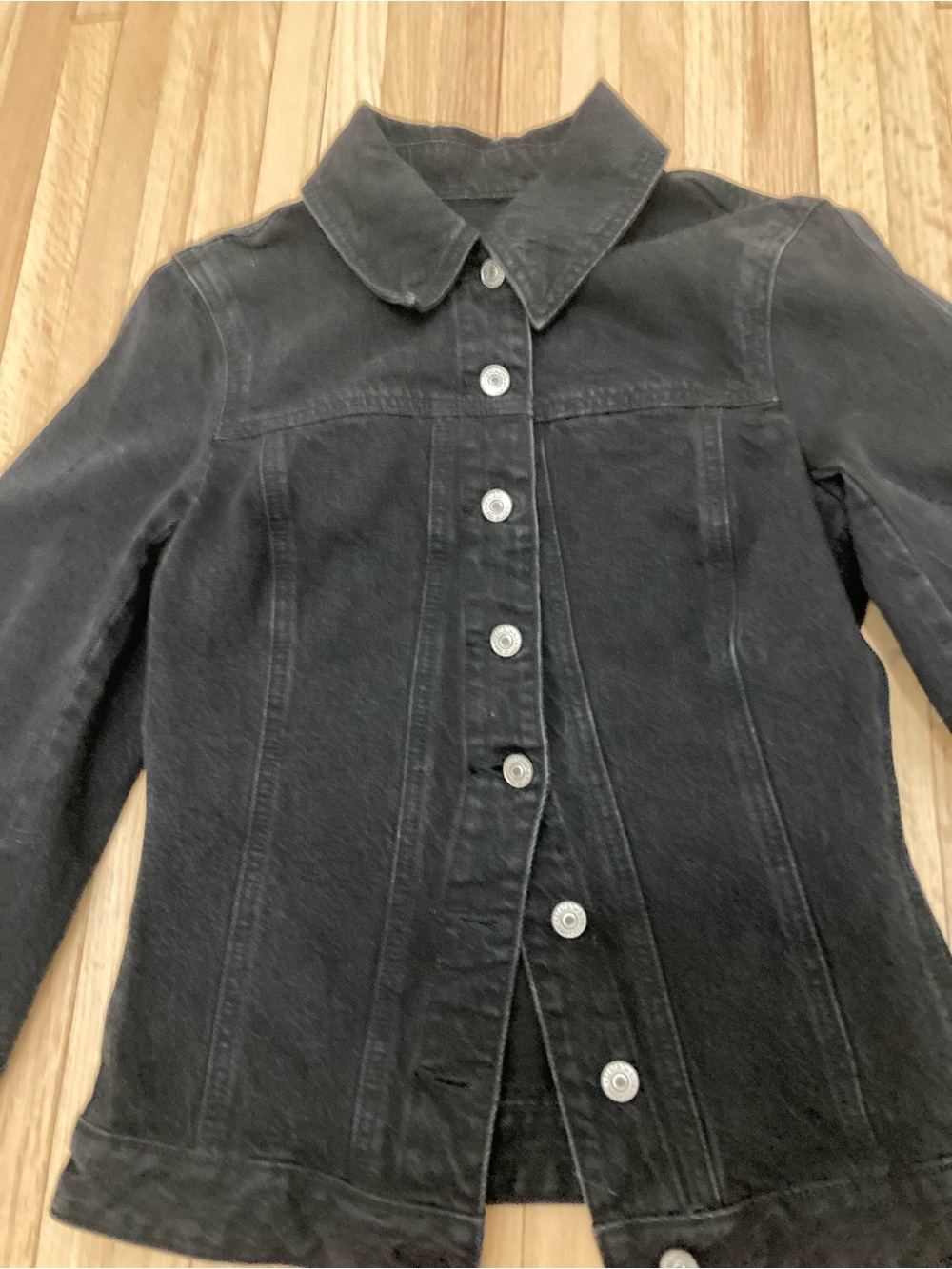Abercrombie & Fitch Black Denim Jacket with Metal Buttons